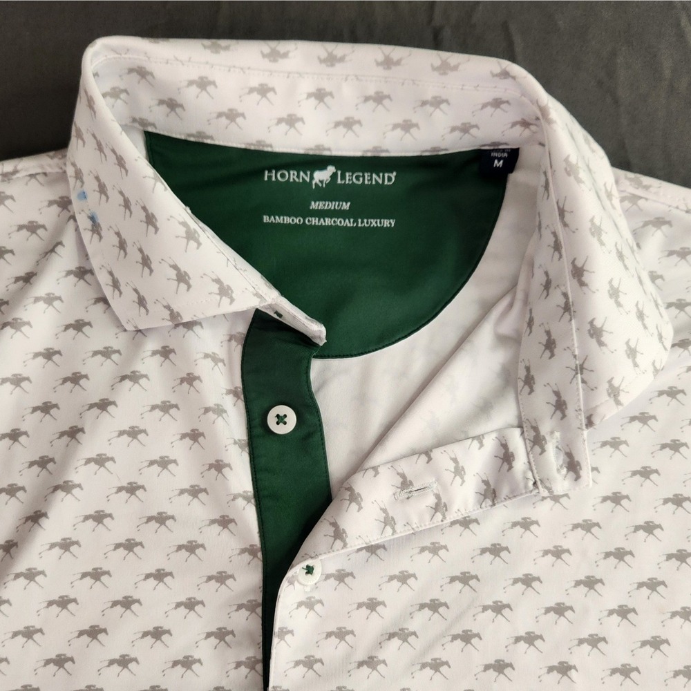 Men's Horn Legend Bamboo Charcoal Polo Golf Shirt Size Medium